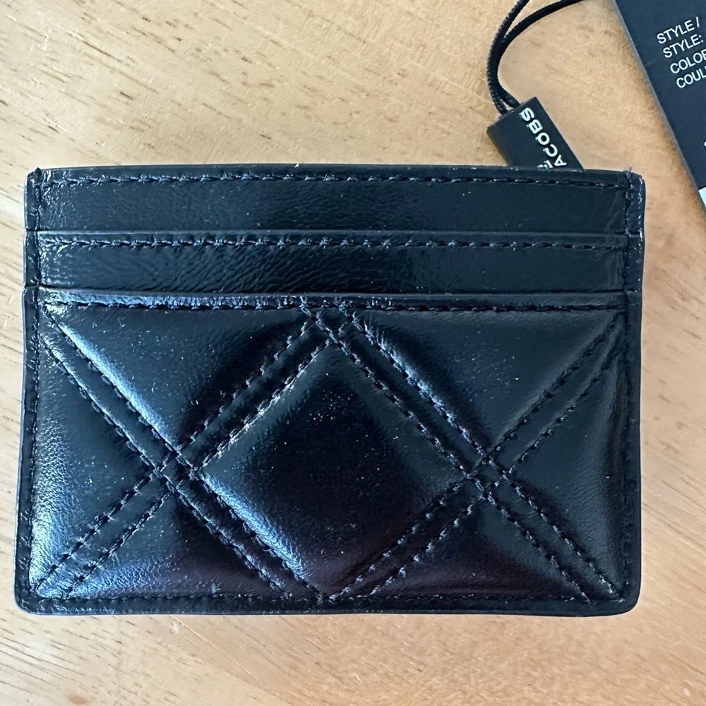 Marc Jacobs Black Quilted Leather Card Holder with Logo